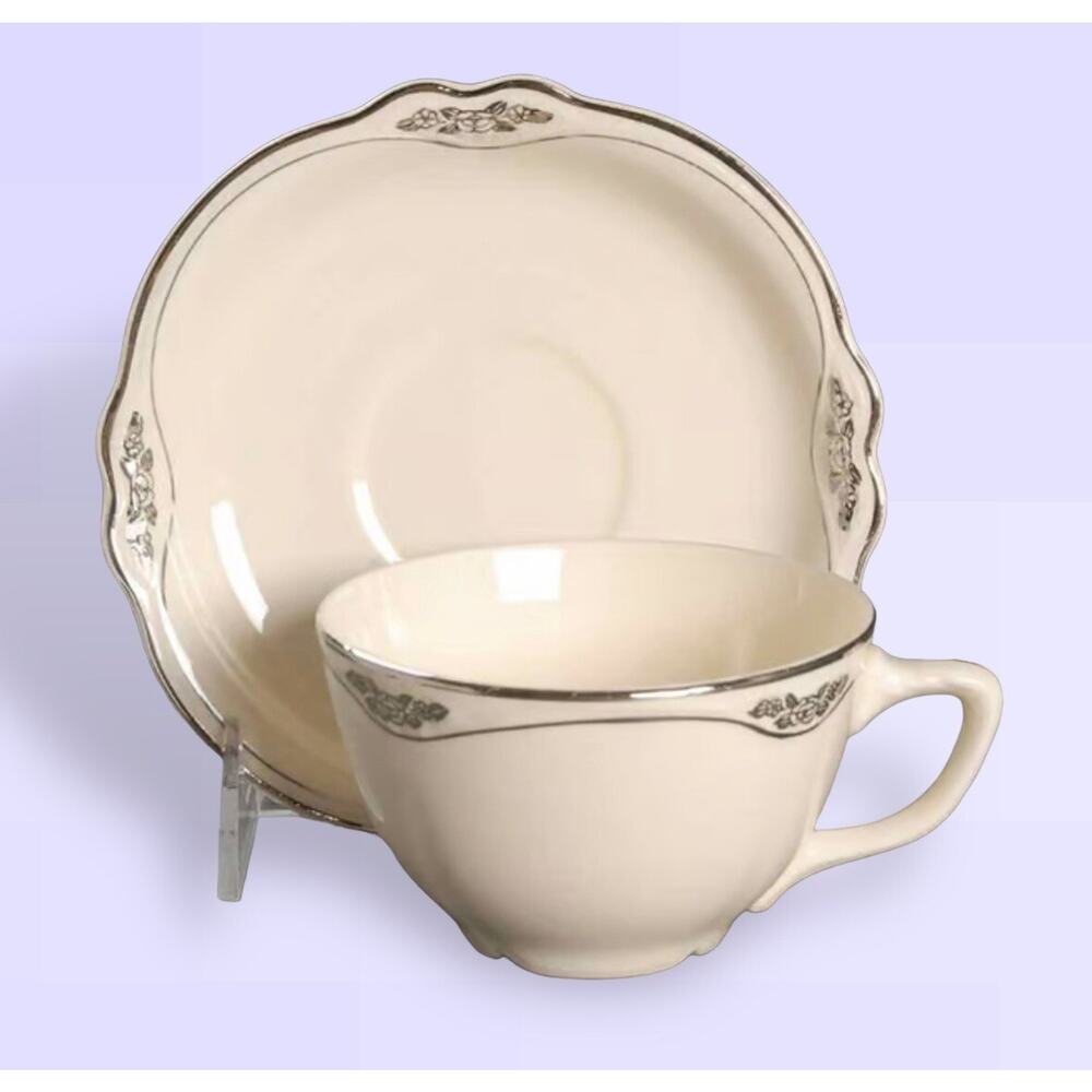 Homer Laughlin Silver Rose Patrician Cup & Saucer